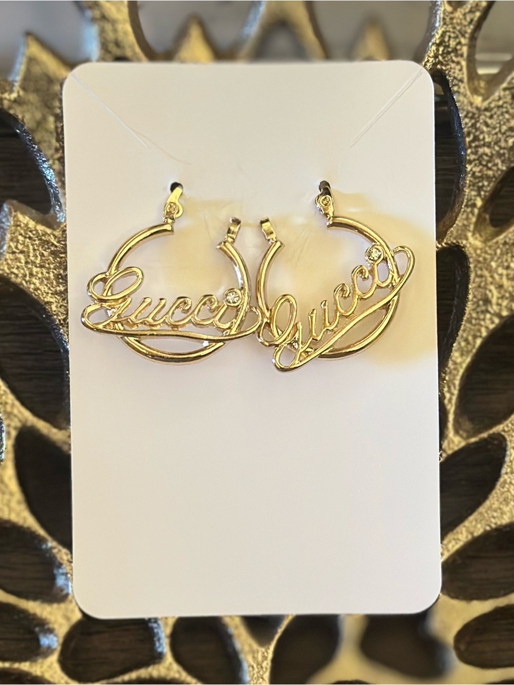 Script Hoop Earrings - Gold